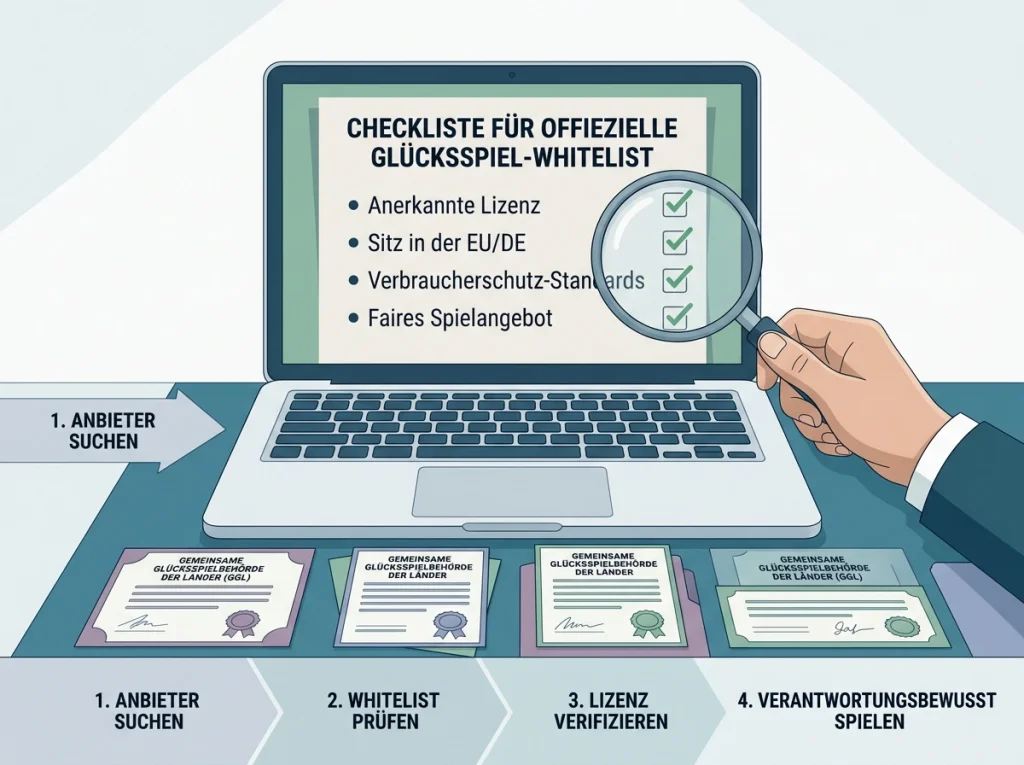 Prüfschritte zur Whitelist und Legalität von Glücksspielangeboten
